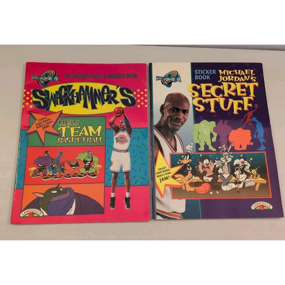 1996 Space Jam Activity Book Lot Landoll's Paint & Markers & Michael Jordan..